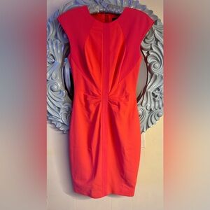 Ted Baker Coral Dress ~ “Hold-me-in stretch” quality material. Good condition.